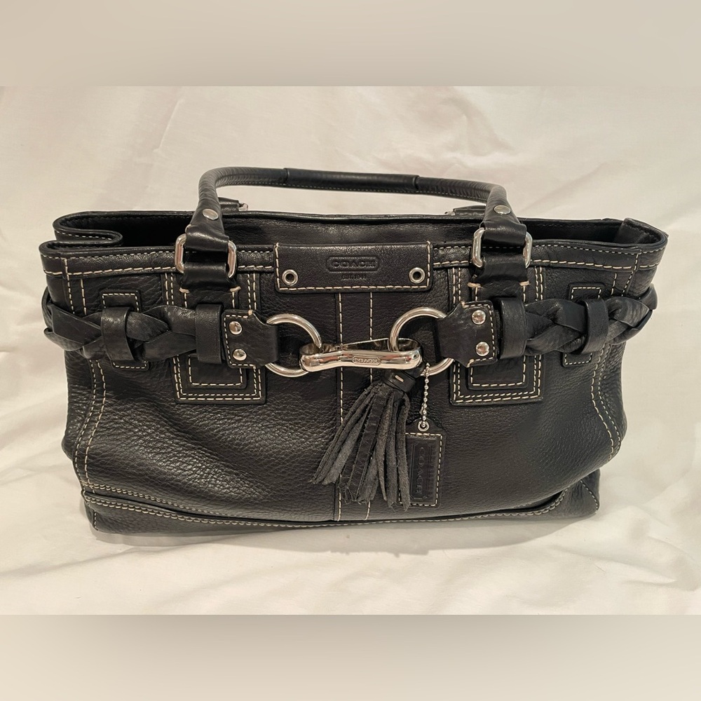 Coach Hampton Black Pebble Leather Bag